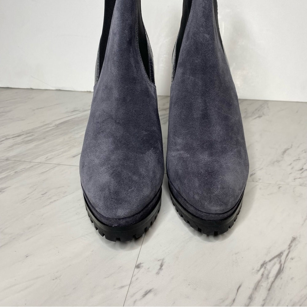All Saints Sahara Gray Suede Snakeskin Heeled Boot 11 - Picture 11 of 16